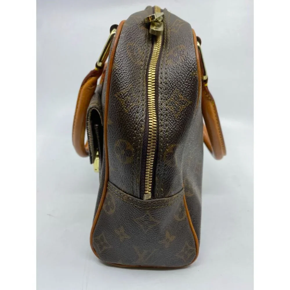 Authentic Louis Vuitton Manhattan PM Brown Tote Handbag w Cert